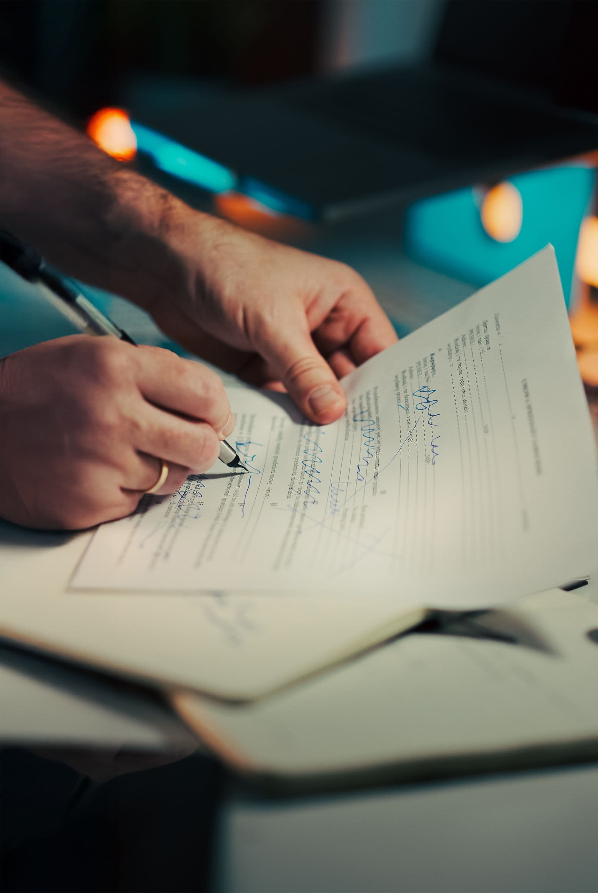 Candidate signing an employment contract